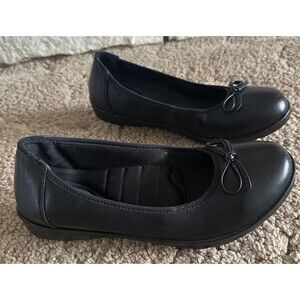 VJH Confort Flats Womens Size 7.5 Black Shoes Bow Ballet Slip On Casual Comfort